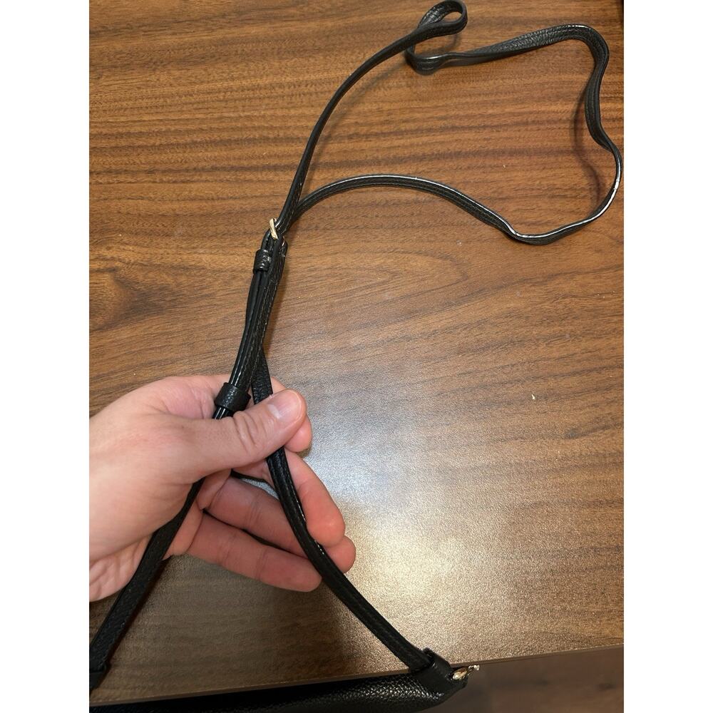 Coach Black Pebble Leather Foldover Crossbody Clutch Wallet Slim Purse - Picture 9 of 14